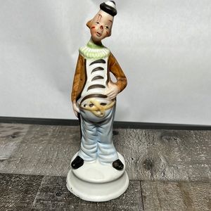 Vintage Porcelain Hand Painted Sad Clown Figurine
